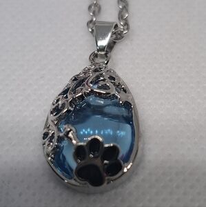 Transparent Pawprint Pendant Necklace